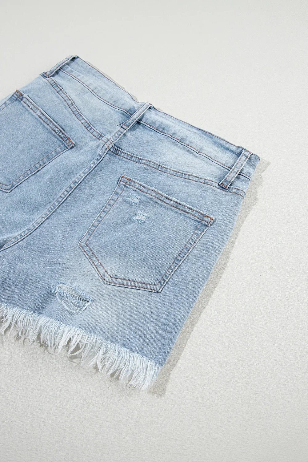 Women’s Distressed High Waist Denim Shorts – Ripped Raw Hem Jean Shorts