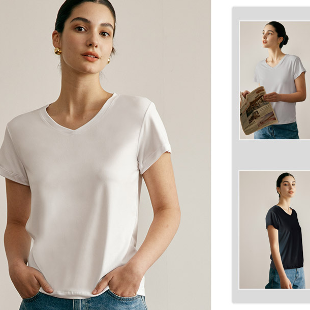 Women’s V-Neck T-Shirt | Ice Silk Loose Fit Short Sleeve Tee