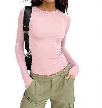 Women’s Long Sleeve T-Shirt | Round Neck Cotton Layering Tee
