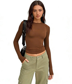 Women’s Long Sleeve T-Shirt | Round Neck Cotton Layering Tee