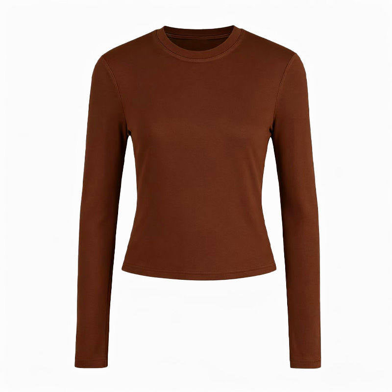 Women’s Slim Fit Long Sleeve T-Shirt - Soft Viscose Spandex Round Neck Basic Top
