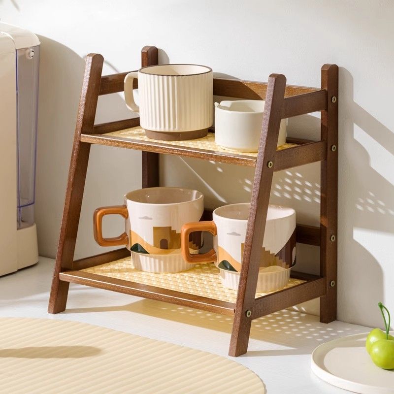 2-Tier Bamboo Countertop Organizer — Kitchen Rack & Shelf