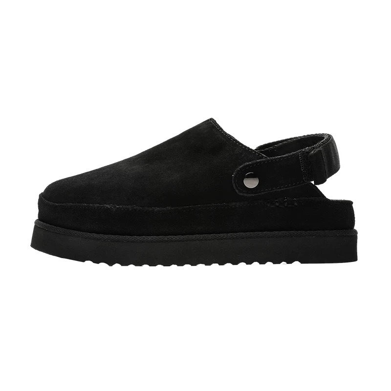 Women’s Fleece Lined Cork Sandals - Cozy Cowhide Leather Velcro Clogs