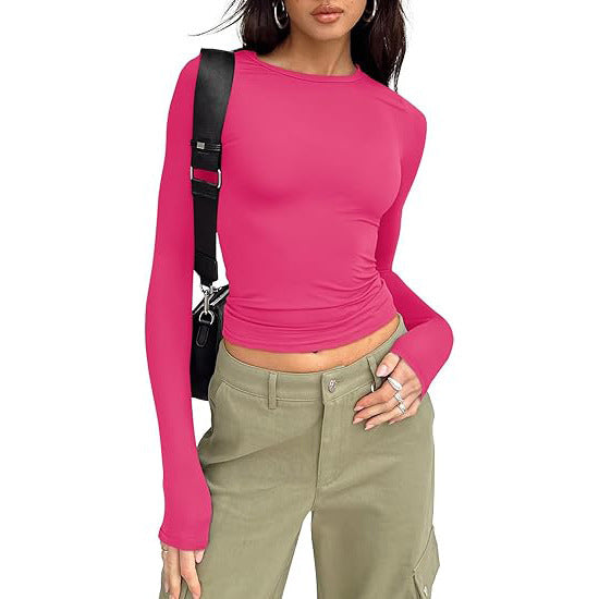 Women’s Long Sleeve T-Shirt | Round Neck Cotton Layering Tee