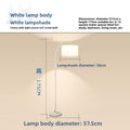 Dimension diagram of white body modern arc floor lamp showing height 172.5cm, lampshade diameter 30cm, and base 57.5cm.