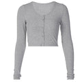 Women’s Crop Top Cardigan | Slim Fit Button Front Long Sleeve