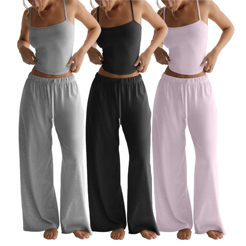 Tank Top & Wide-Leg Lounge Pants Set – Milk Silk Casual Loungewear