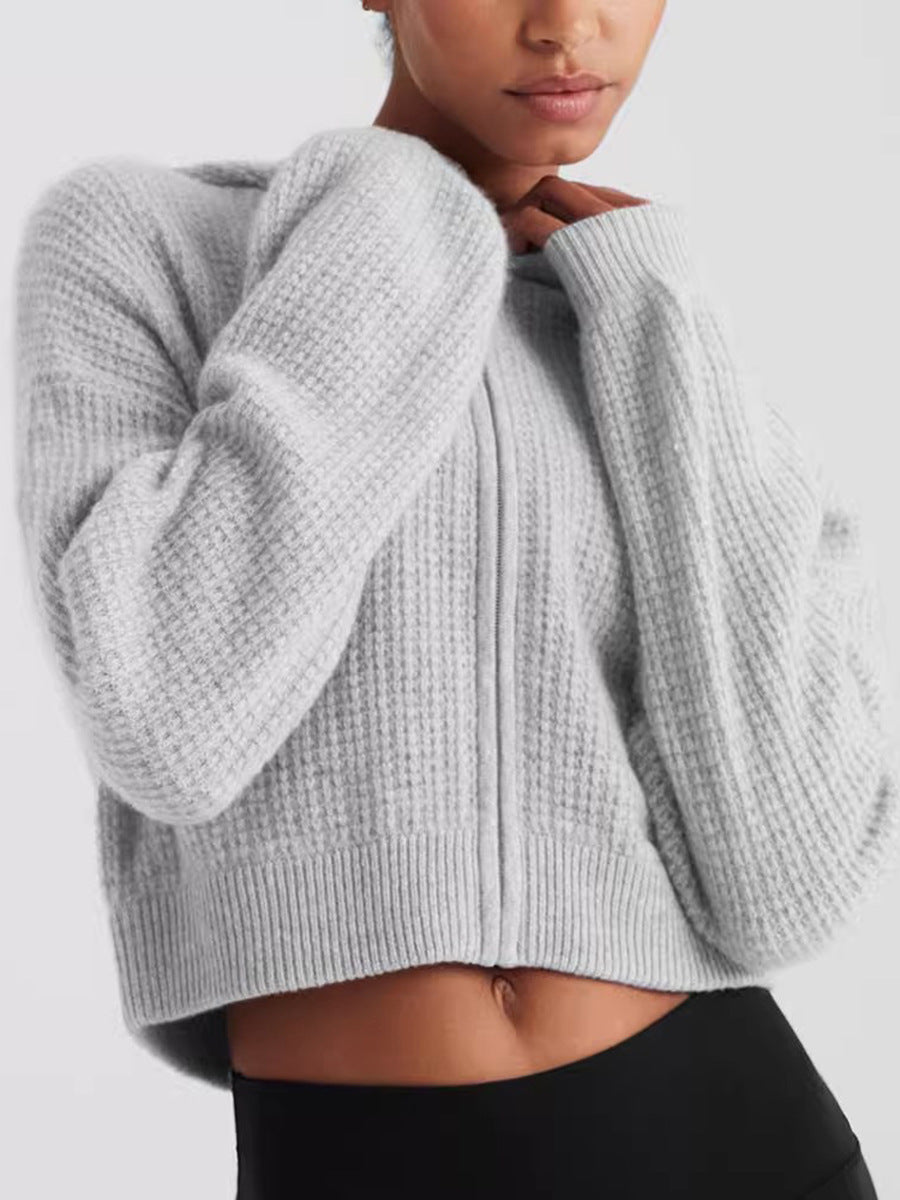 Women’s Waffle Knit Zip-Up Hoodie Set