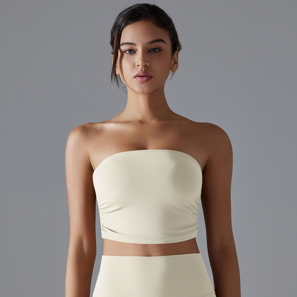 Women’s Strapless Tube Top Bra — Slim-Fit Crop Top for Yoga & Workouts, Anti-Slip Stretch