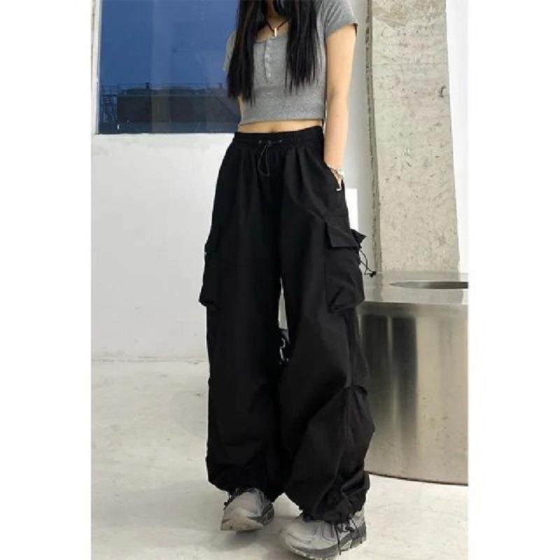 Women’s Baggy Cargo Jeans – Vintage Y2K Flared Pants with Pockets