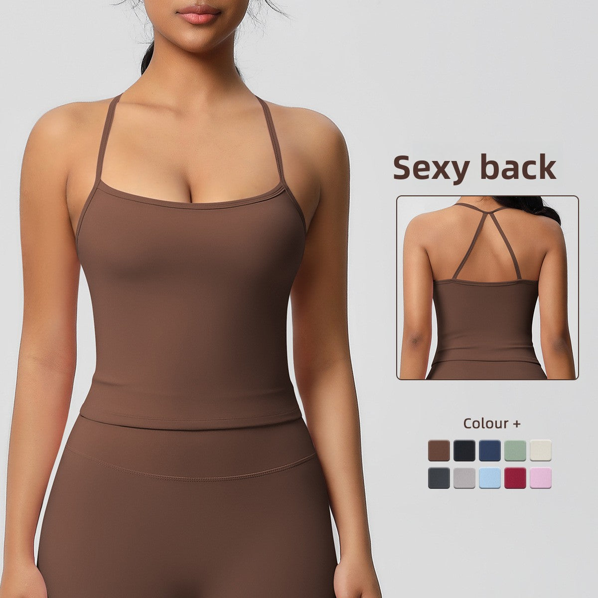 Womens Workout Tank Tops — Double Sided Sports Tank Top Womens Seamless Nylon Spandex Cami Vest