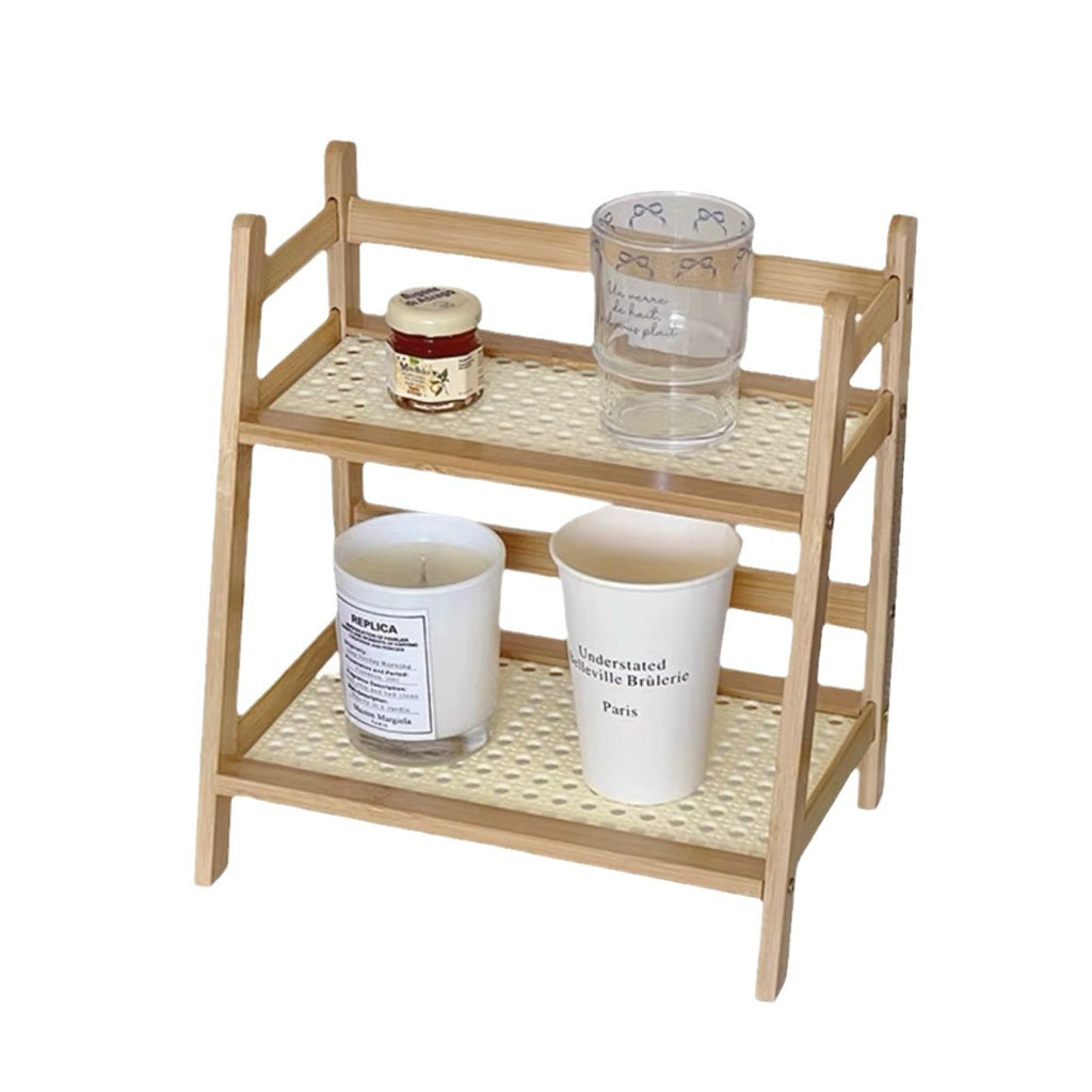 2-Tier Bamboo Countertop Organizer — Kitchen Rack & Shelf