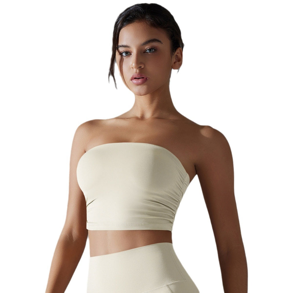 Women’s Strapless Tube Top Bra — Slim-Fit Crop Top for Yoga & Workouts, Anti-Slip Stretch