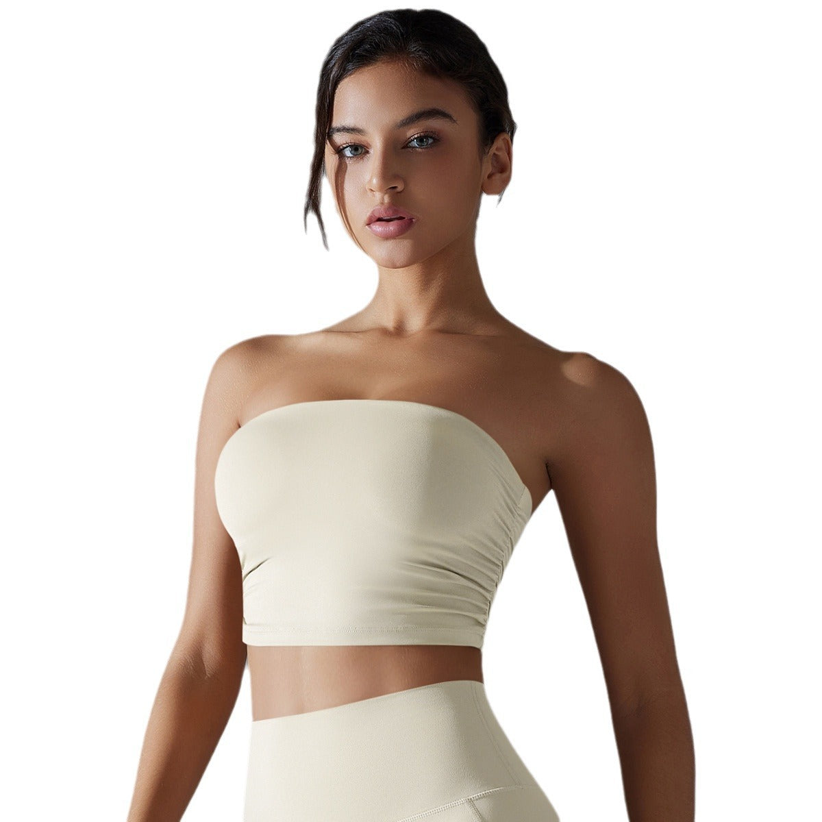 Women’s Strapless Tube Top Bra — Slim-Fit Crop Top for Yoga & Workouts, Anti-Slip Stretch