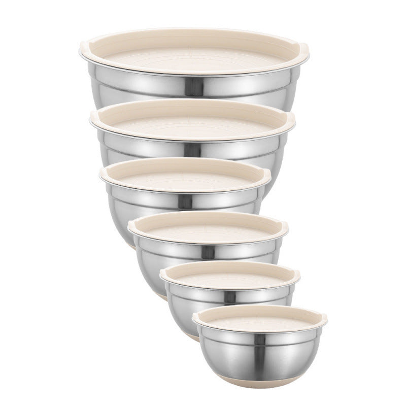 Stainless Steel Mixing Bowls with Lids and Non-Slip Silicone Base Set
