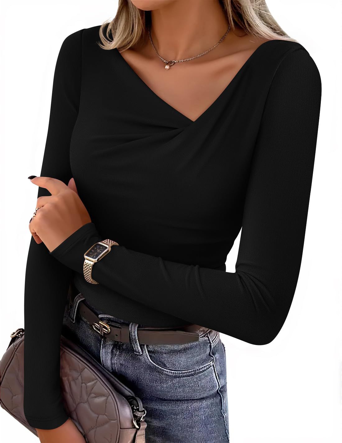 Off the Shoulder Long Sleeve Blouse for Women | Slim Fit Off Shoulder Top
