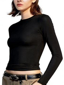 Women’s Long Sleeve T-Shirt | Round Neck Cotton Layering Tee
