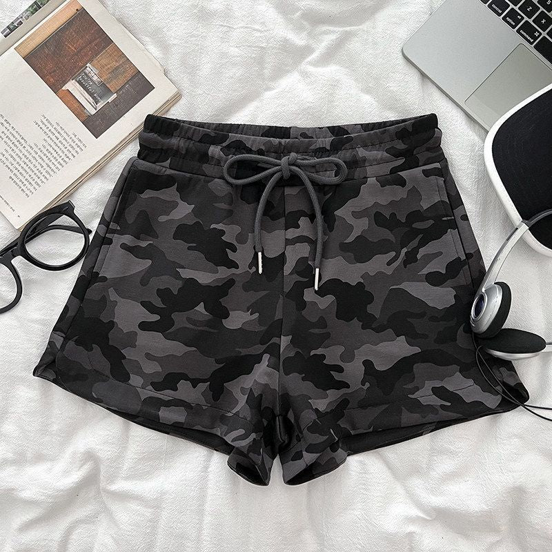 Camouflage shorts for women - full outfit lifestyle shot