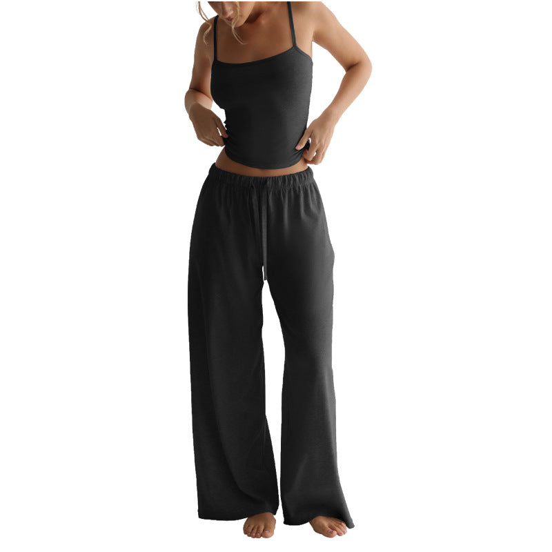 Vest and Casual Wide-Leg Pants Set