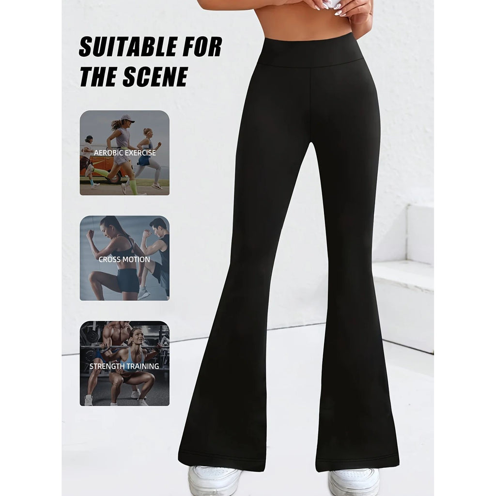 High waisted black flare leggings in black, versatile styling suitable for casual and everyday wear