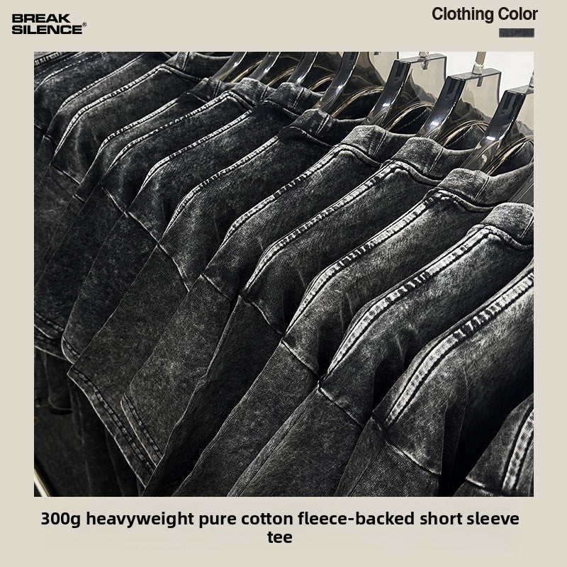 Men’s Heavyweight Washed Crew Neck T-Shirt | 300g Cotton Tee