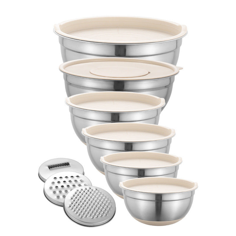 Stainless Steel Mixing Bowls with Lids and Non-Slip Silicone Base Set