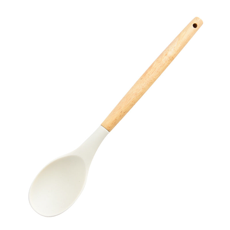 3-Piece Silicone Spatula Set with Wooden Handles – Chinese Style Wok Spatula, Non-Stick Turner & Soup Ladle