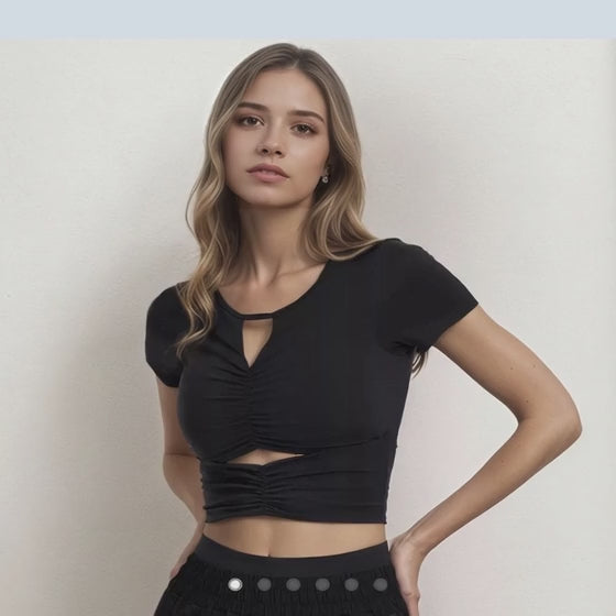 Padded Yoga Crop Top with Built-In Bra - Quick Dry